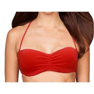 NEW ZALI center ruched bandeau bikini top in persimmon
